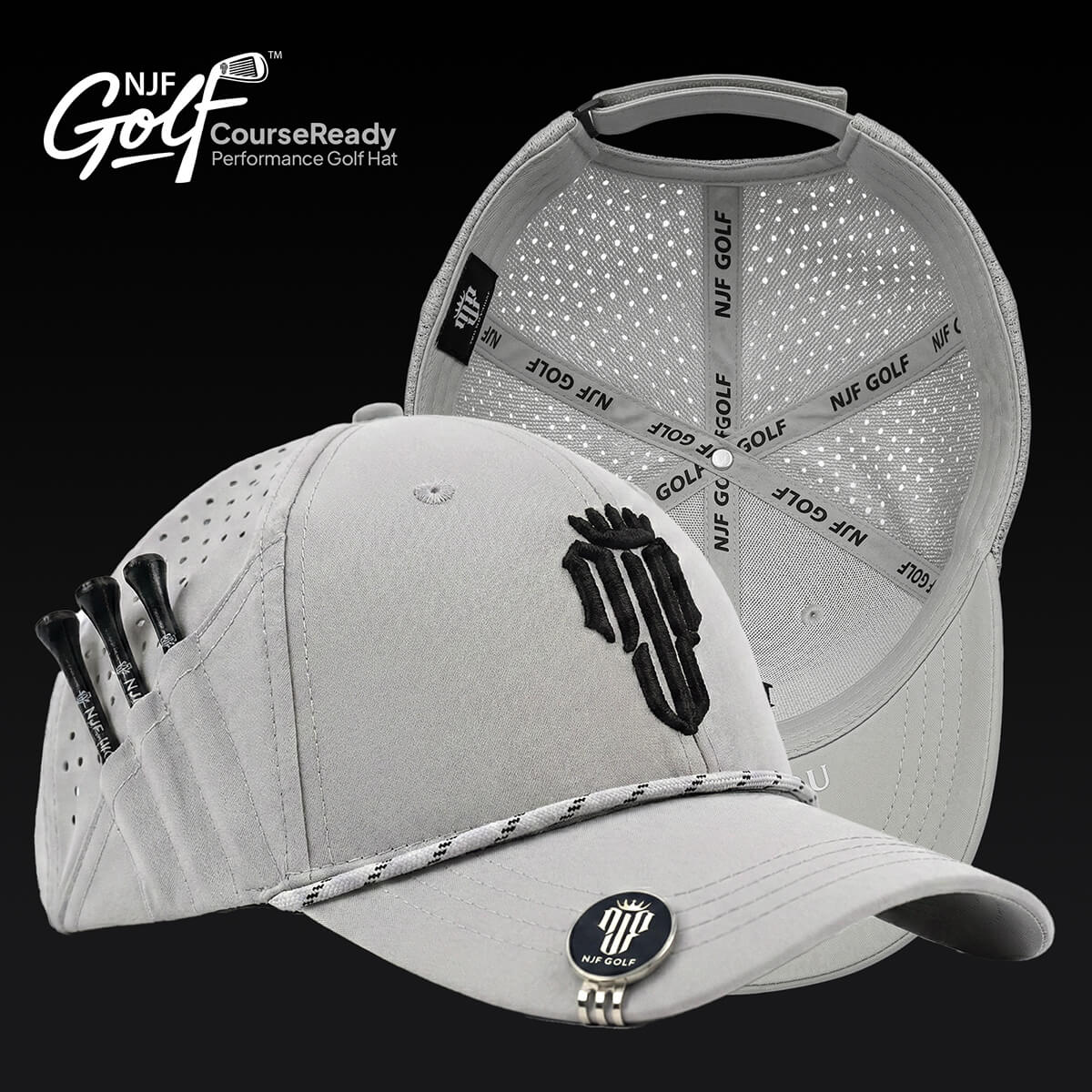 CourseReady Performance Golf Hat – Light Gray - NJF Golf™