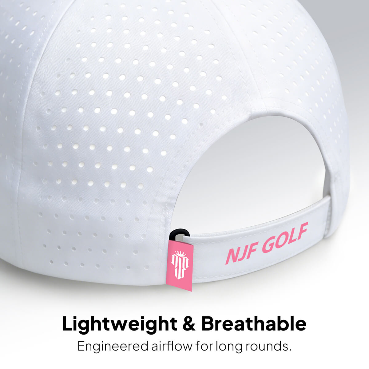 CourseReady Performance Golf Hat – White/Pink - NJF Golf™