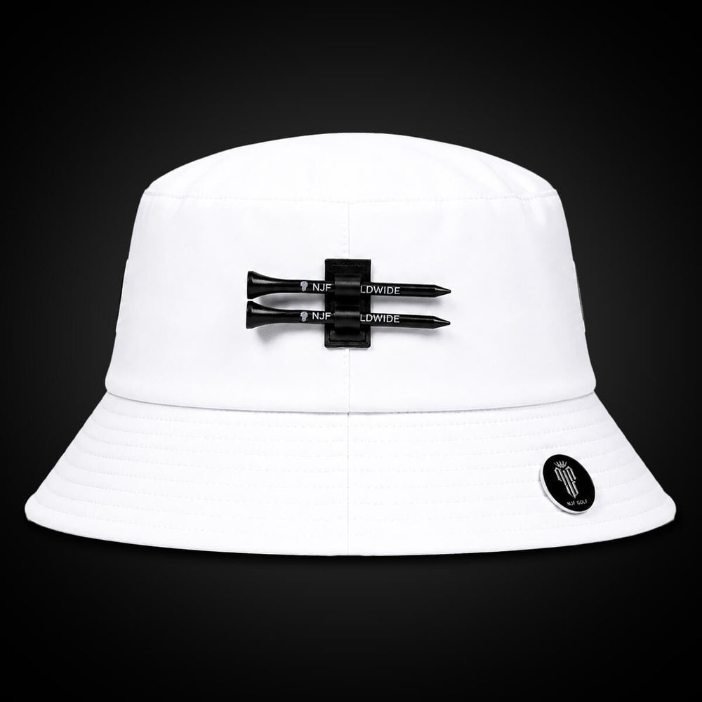 BackSpin Bucket Hat – White – NJF Golf™