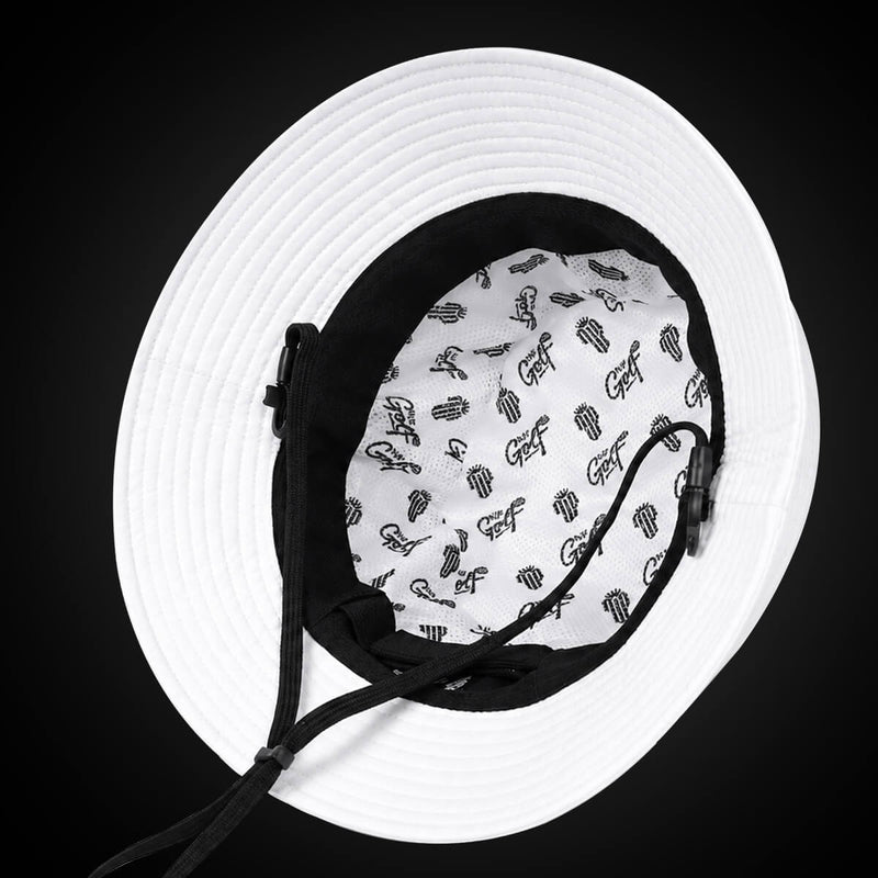 BackSpin Bucket Hat – White – NJF Golf™