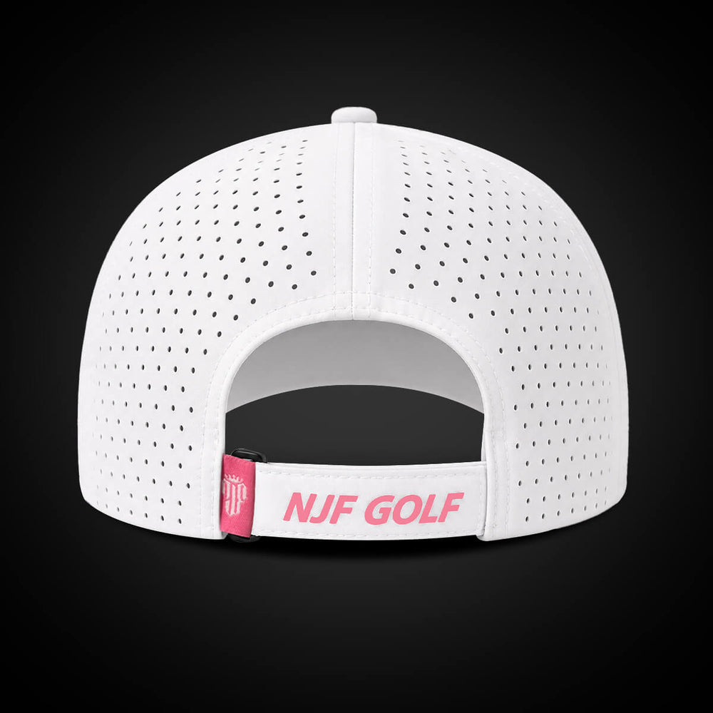 CourseReady Performance Golf Hat – White/Pink - NJF Golf™