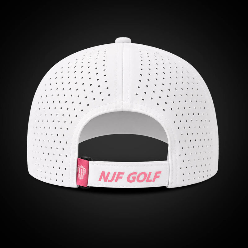 CourseReady Performance Golf Hat – White/Pink - NJF Golf™
