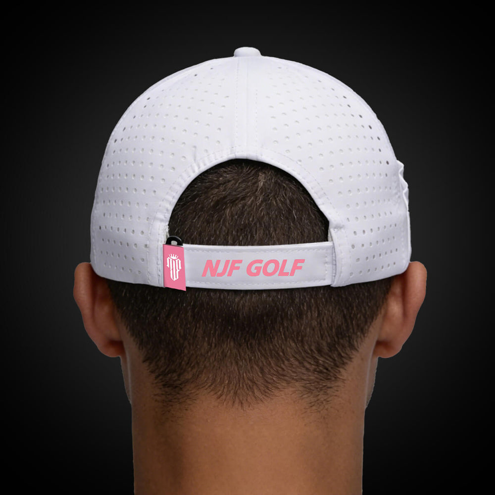 CourseReady Performance Golf Hat – White/Pink - NJF Golf™