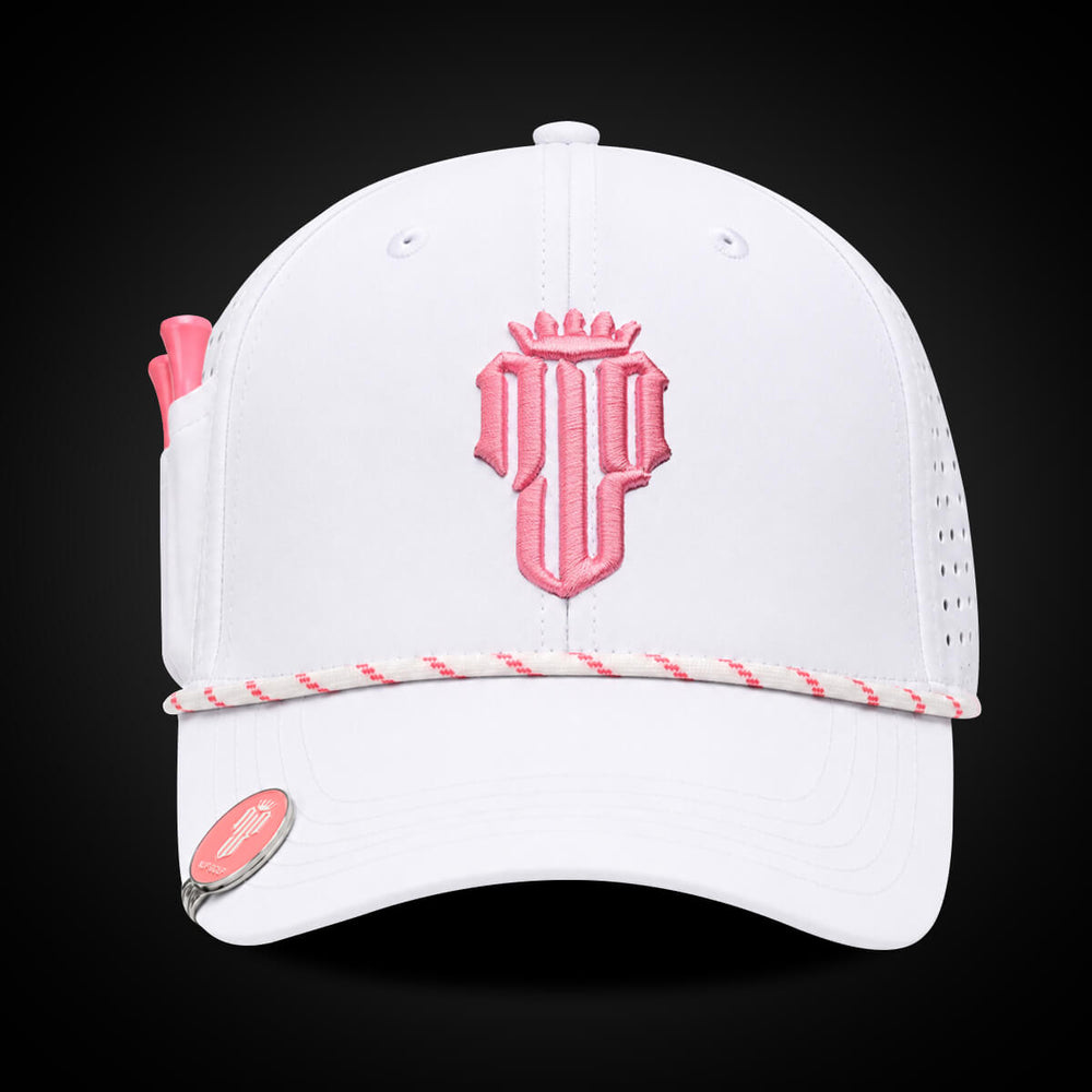 Women’s MultiStyle Flexx Performance Hat – White Pink - NJF Golf™