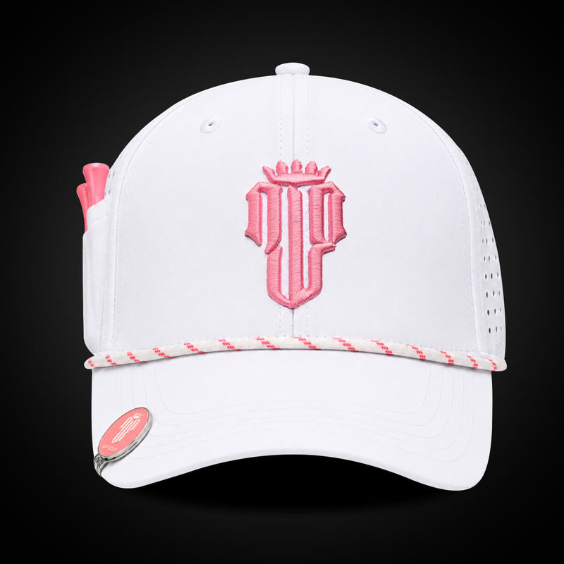 Women’s MultiStyle Flexx Performance Hat – White Pink - NJF Golf™