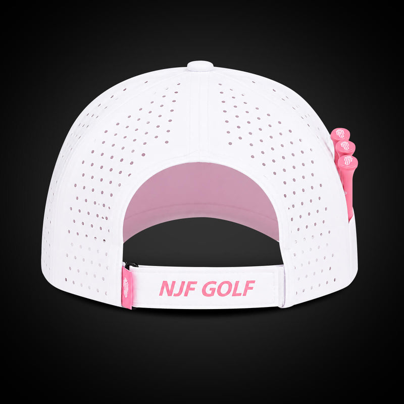 Women’s MultiStyle Flexx Performance Hat – White Pink - NJF Golf™