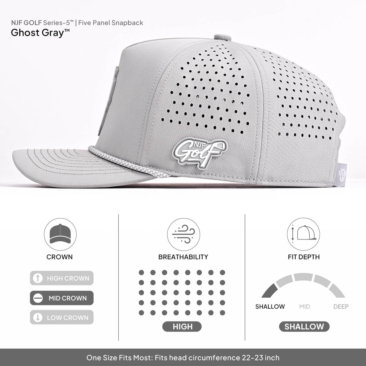 Series 5 Snapback – Ghost Gray – NJF Golf™
