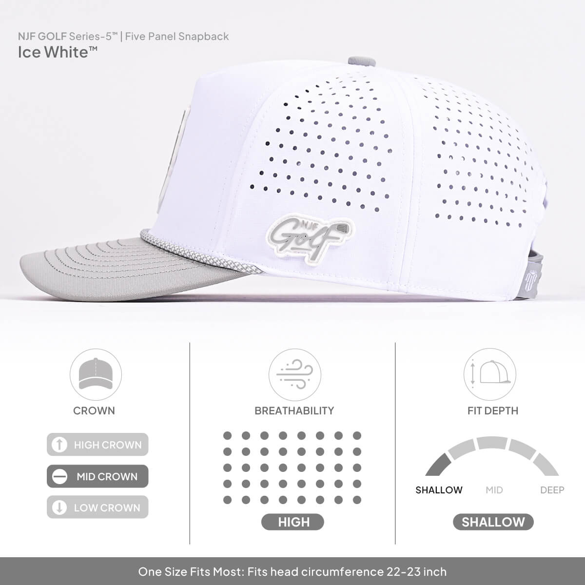 Series 5 Snapback – Ice White – NJF Golf™