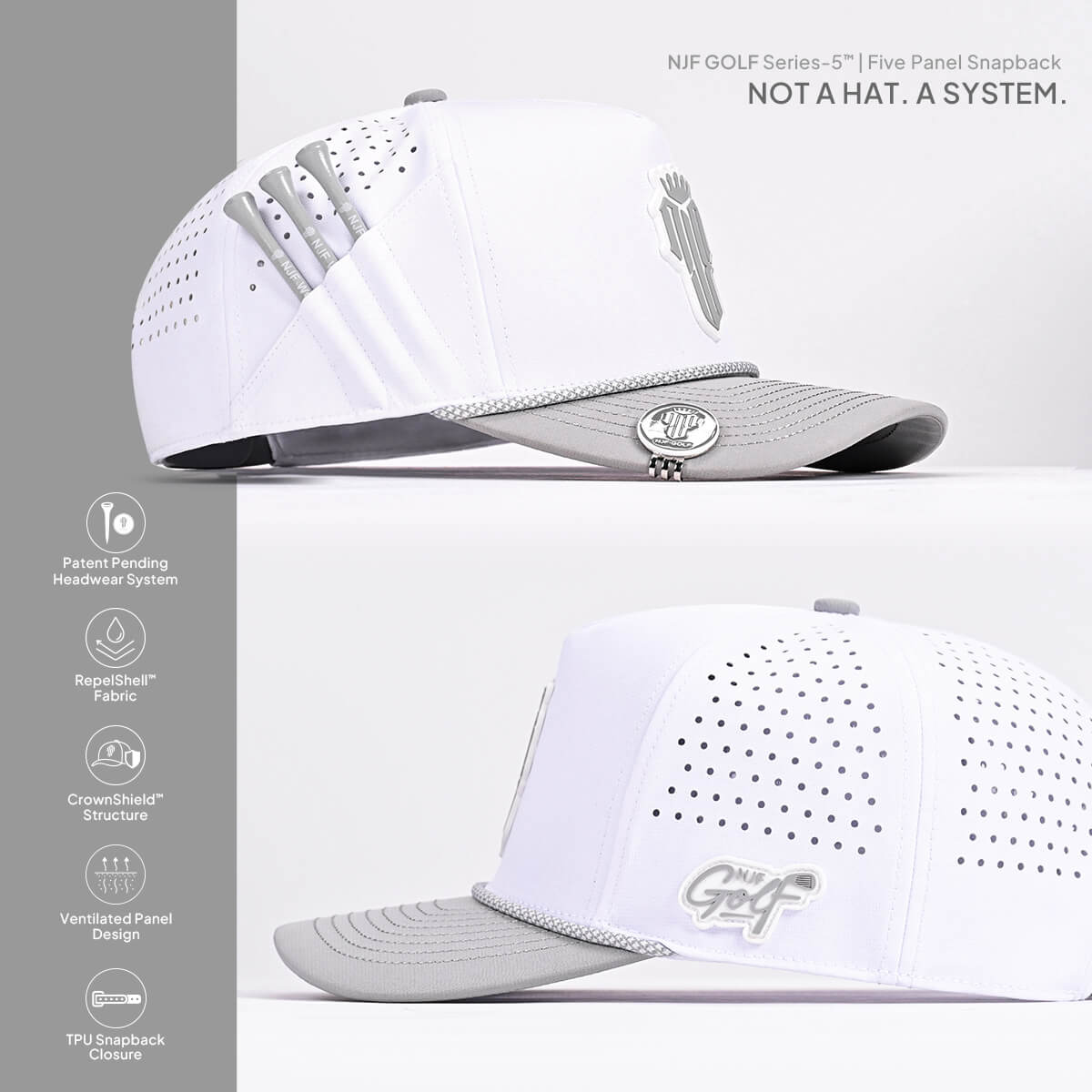 Series 5 Snapback – Ice White – NJF Golf™