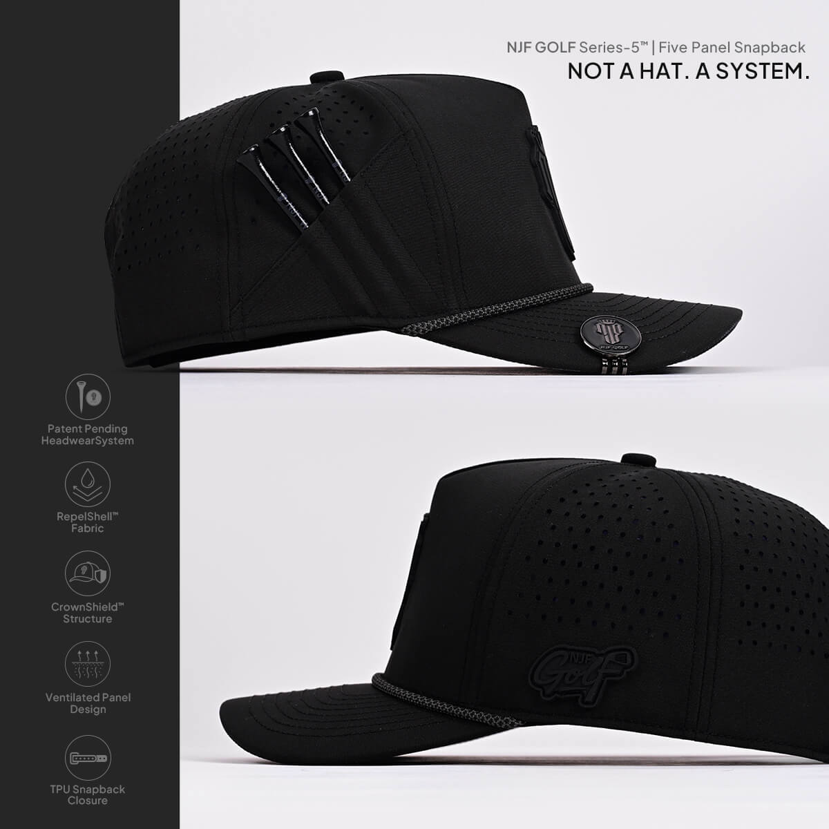 Series 5 Snapback – Tactical Black – NJF Golf™