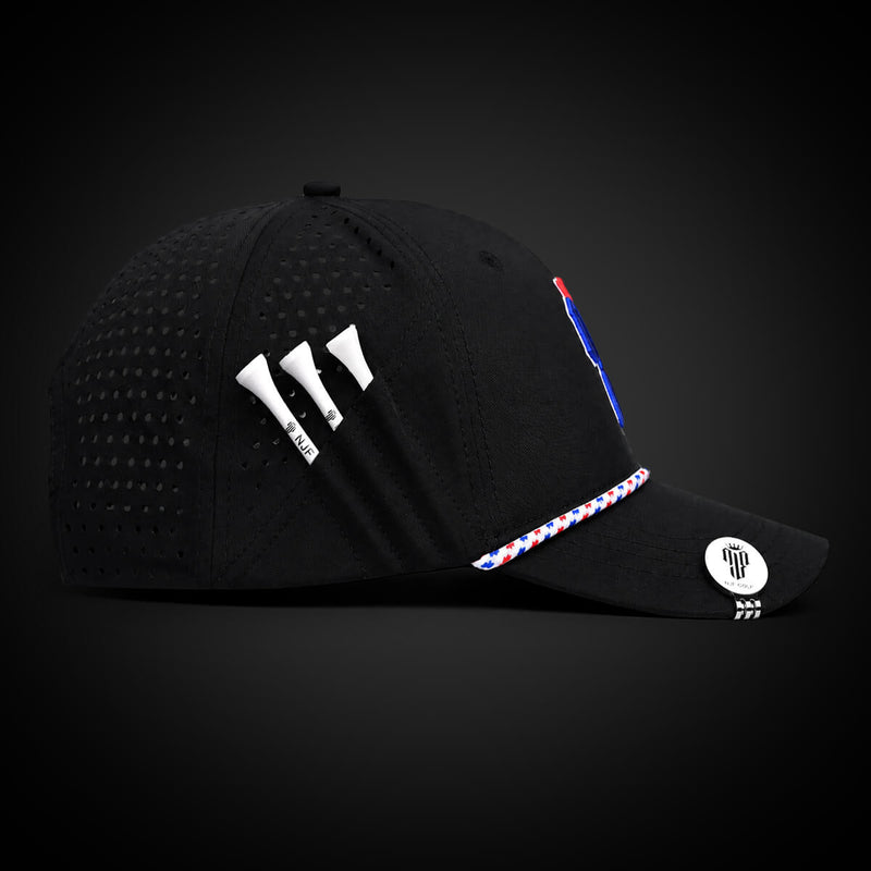 Stars & Stripes Performance Golf Hat – Black US Flag - NJF Golf™