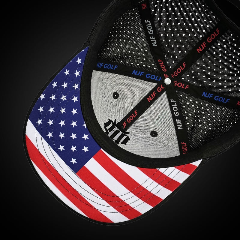 Stars & Stripes Performance Golf Hat – Black US Flag - NJF Golf™