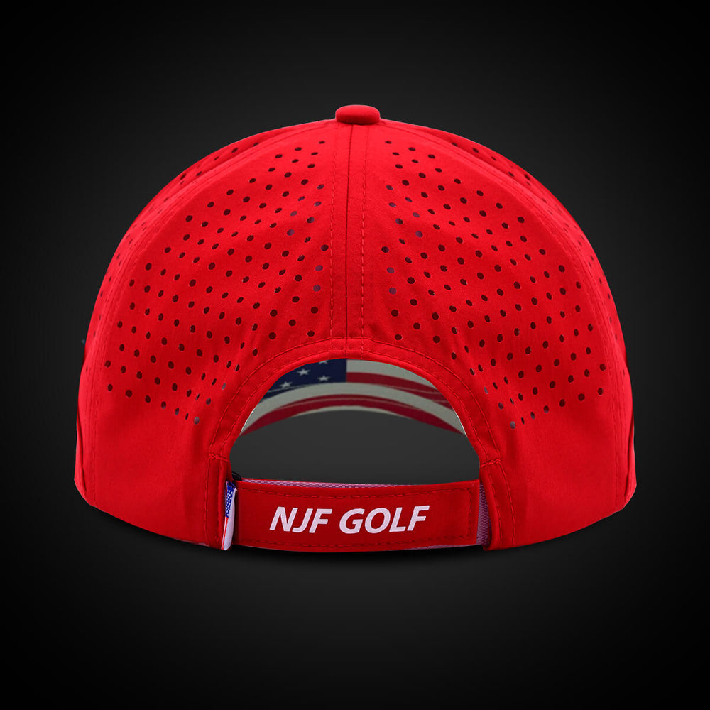 Stars & Stripes Performance Golf Hat – Red US Flag - NJF Golf™