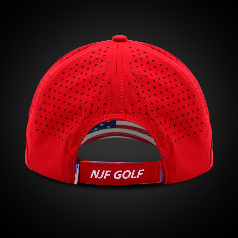 Stars & Stripes Performance Golf Hat – Red US Flag - NJF Golf™