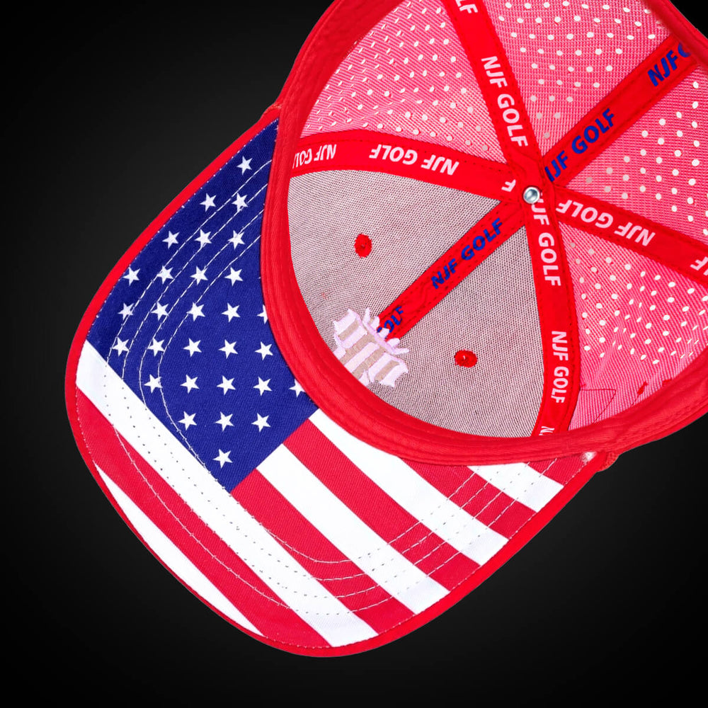 Stars & Stripes Performance Golf Hat – Red US Flag - NJF Golf™