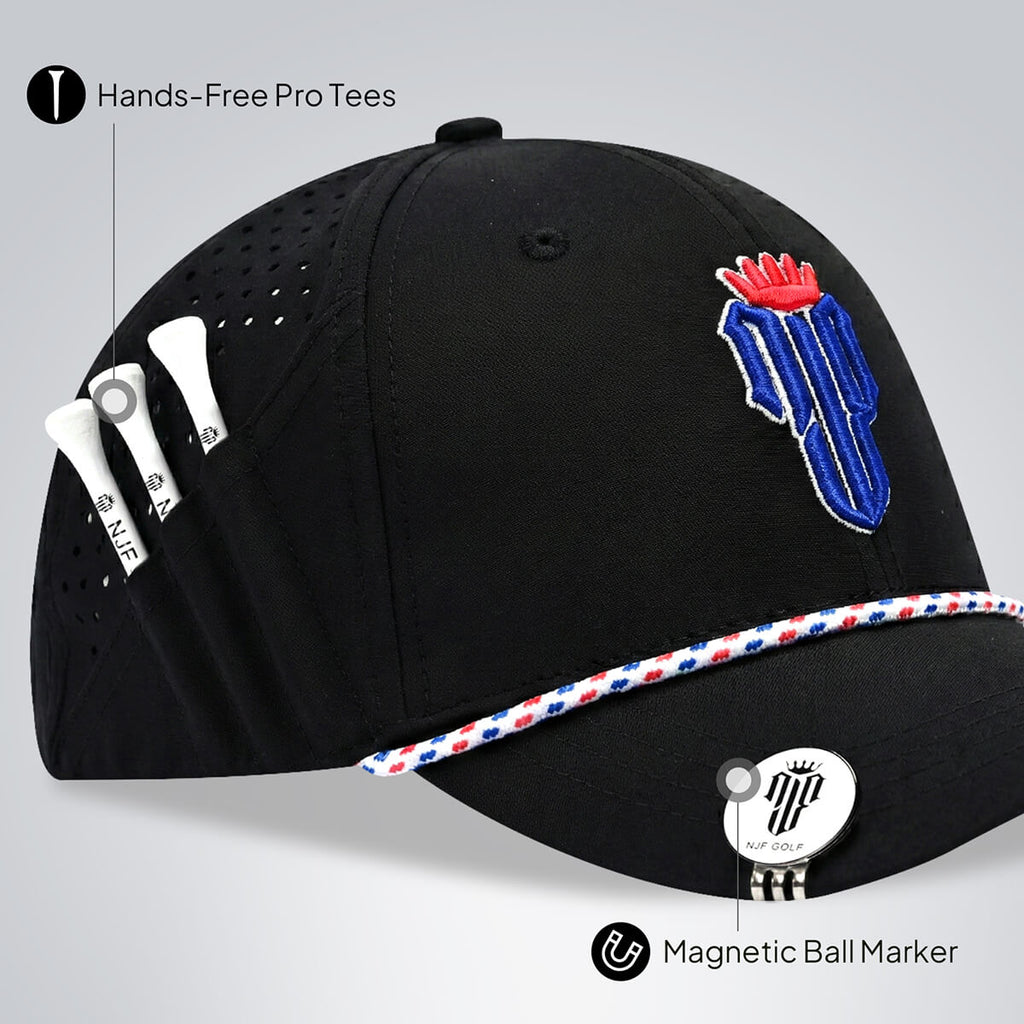 Stars & Stripes Performance Golf Hat – Black US Flag - NJF Golf™