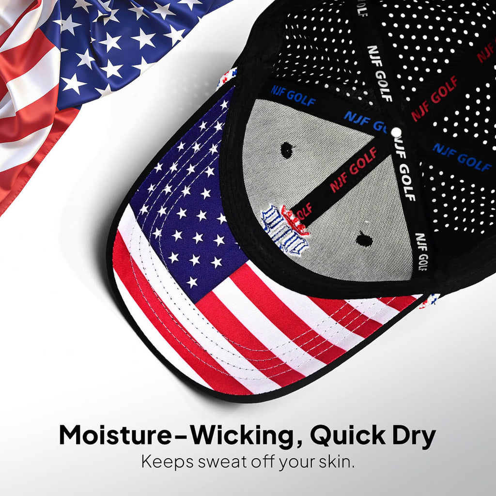 Stars & Stripes Performance Golf Hat – Black US Flag - NJF Golf™