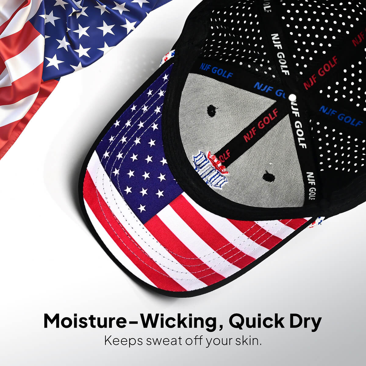 Stars & Stripes Performance Golf Hat – Black US Flag - NJF Golf™