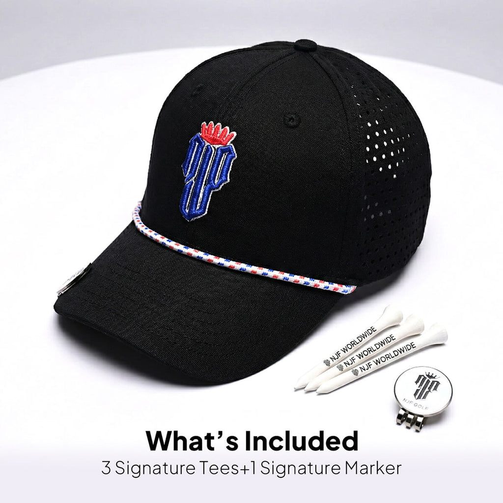 Stars & Stripes Performance Golf Hat – Black US Flag - NJF Golf™