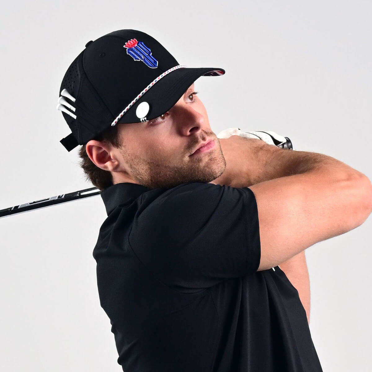 Stars & Stripes Performance Golf Hat – Black US Flag - NJF Golf™