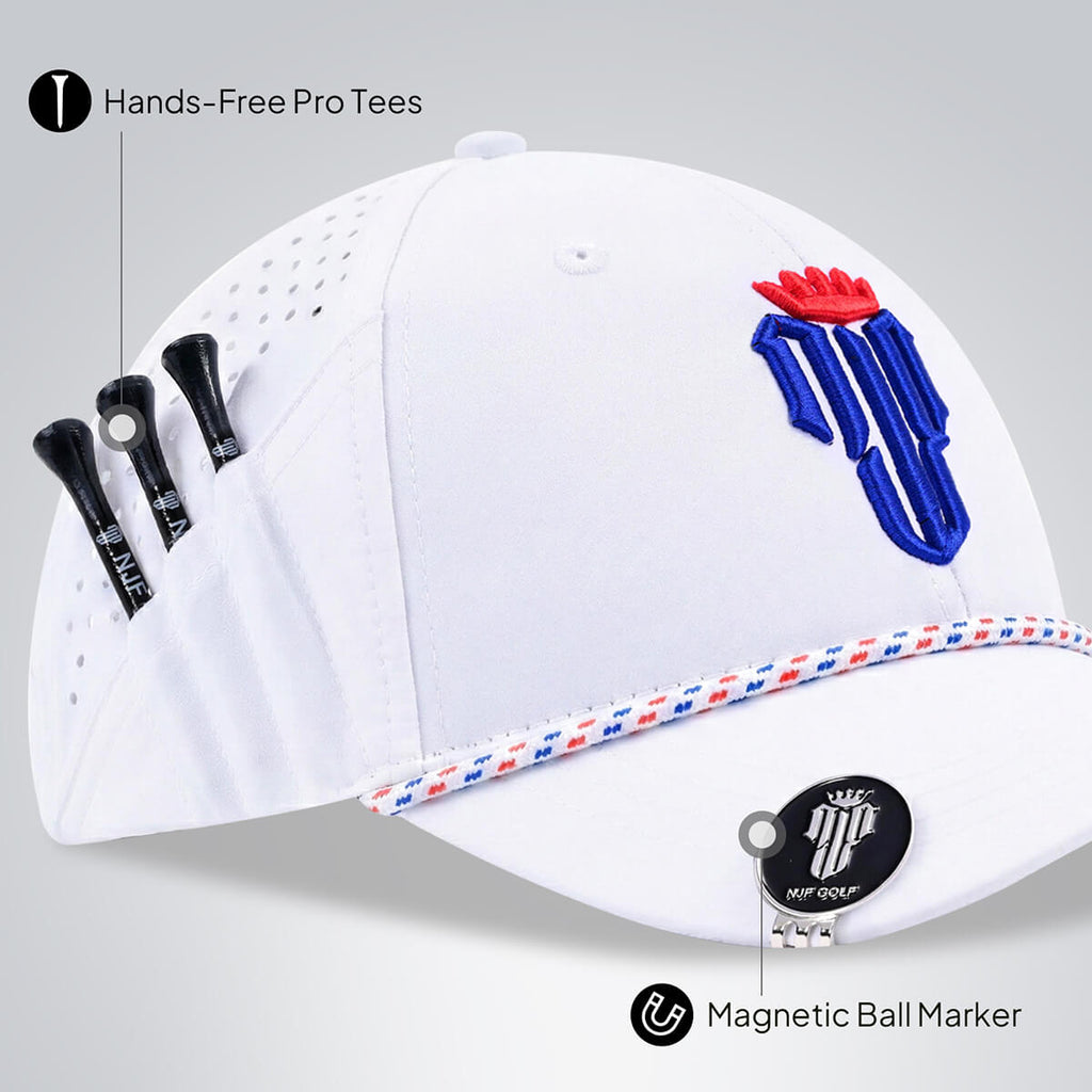 Stars & Stripes Edition Performance Golf Hat – White US Flag - NJF Golf™