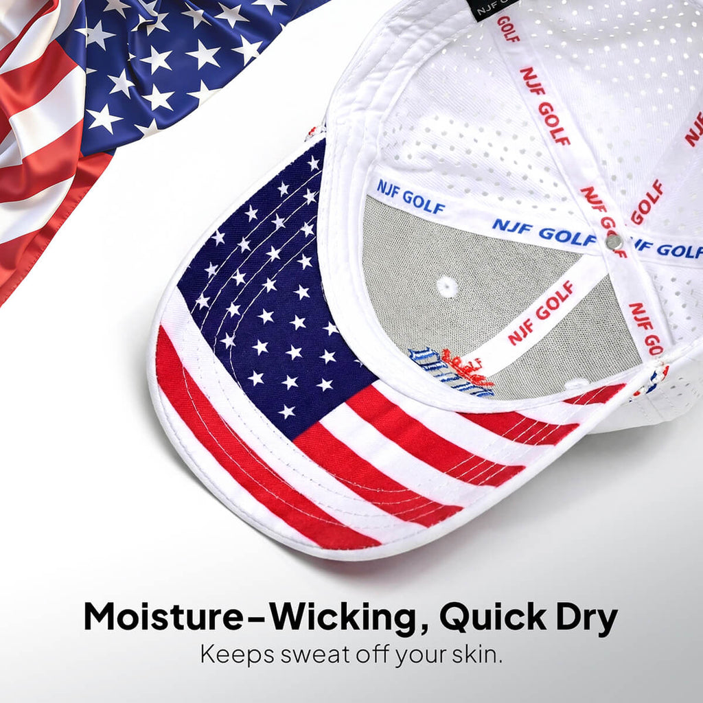Stars & Stripes Edition Performance Golf Hat – White US Flag - NJF Golf™