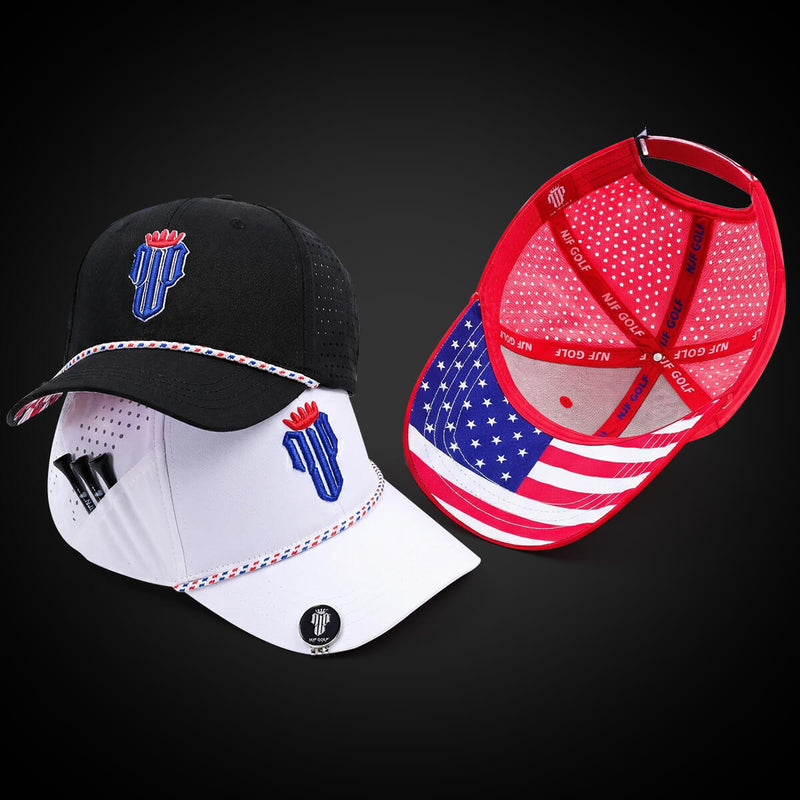 Stars & Stripes Trilogy Bundle – 3 Hat Set - White, Black, Red - NJF Golf™