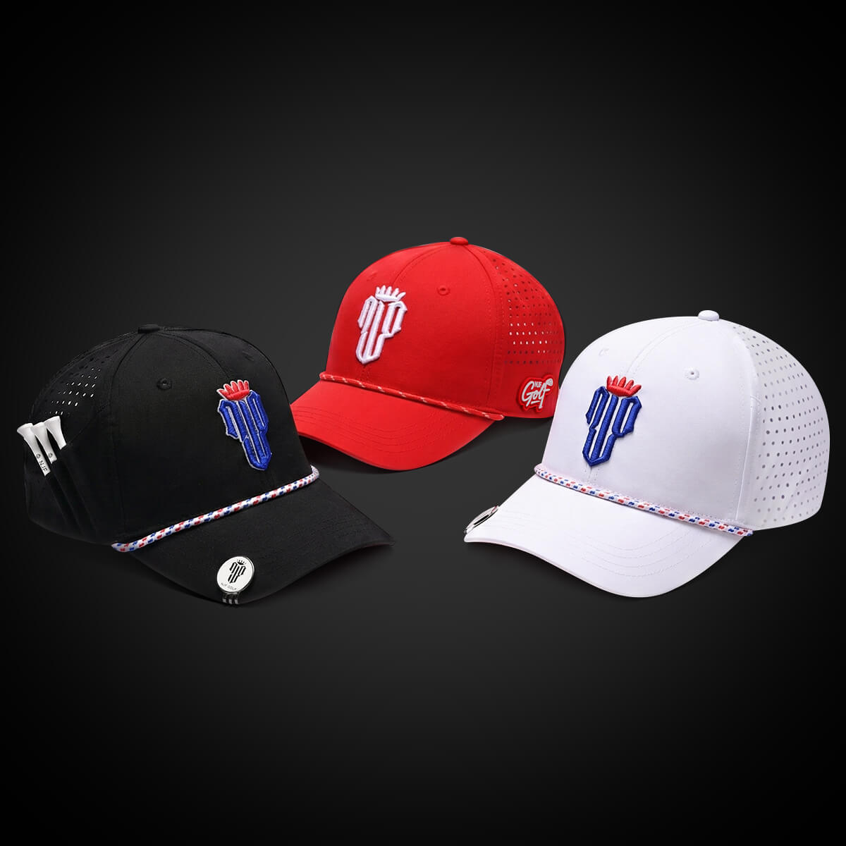 Stars & Stripes Trilogy Bundle – 3 Hat Set - White, Black, Red - NJF Golf™