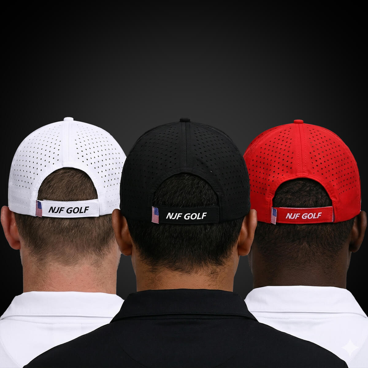 Stars & Stripes Trilogy Bundle – 3 Hat Set - White, Black, Red - NJF Golf™