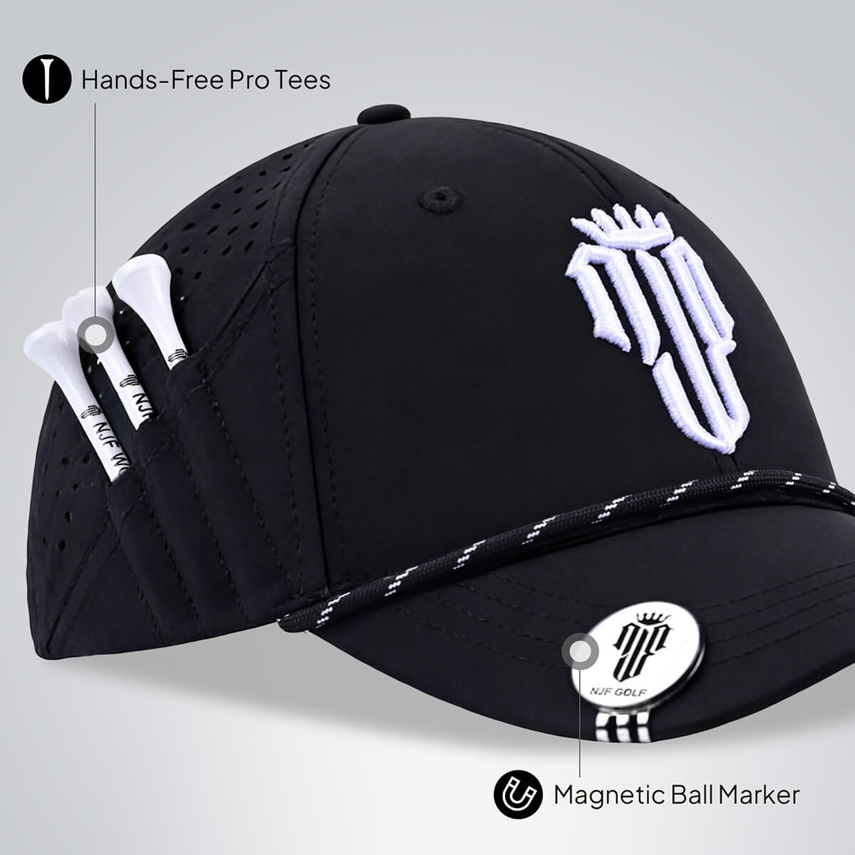 Women’s MultiStyle Flexx Performance Hat – Black - NJF Golf™