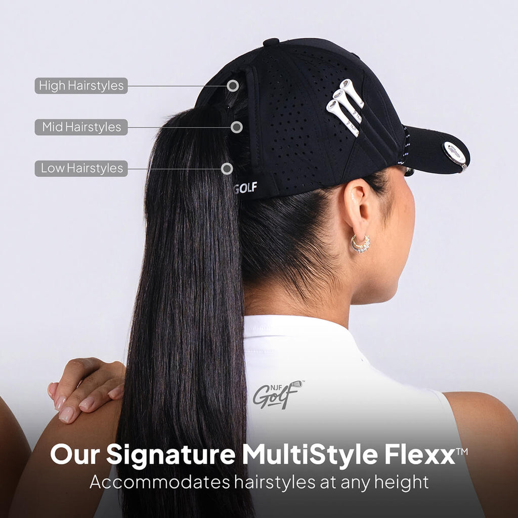 Women’s MultiStyle Flexx Performance Hat – Black - NJF Golf™