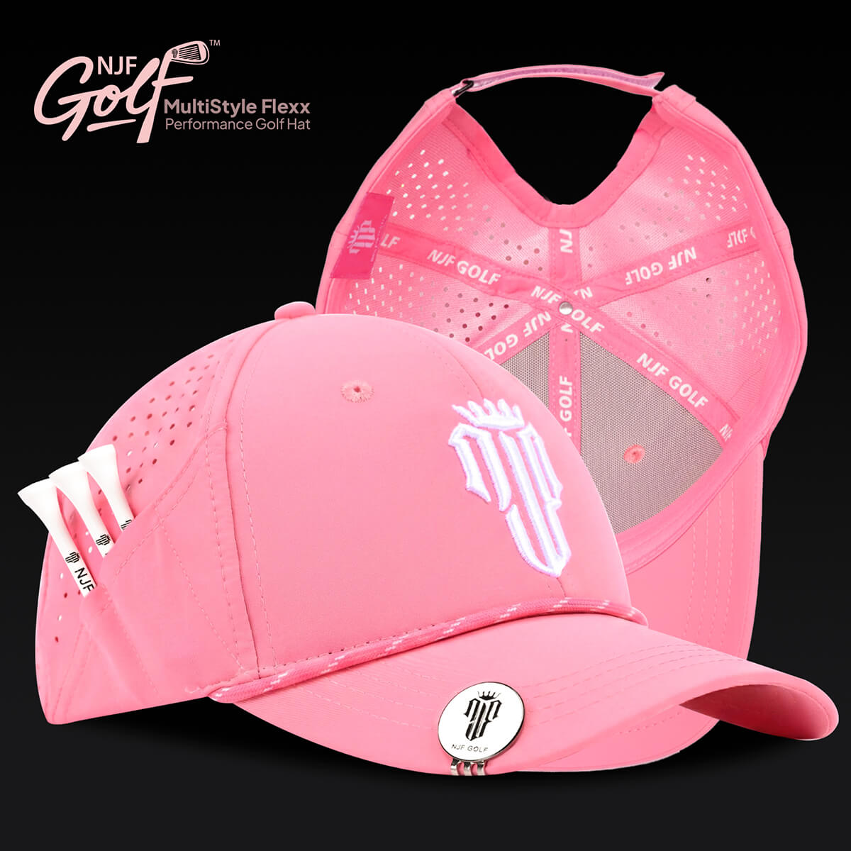 Women’s MultiStyle Flexx Performance Hat – Light Pink - NJF Golf™