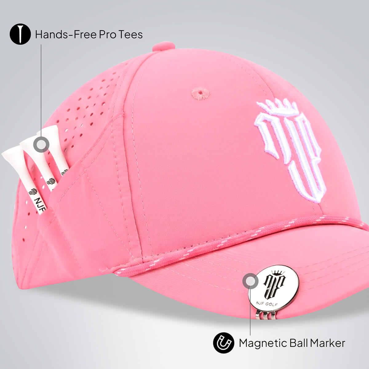 Women’s MultiStyle Flexx Performance Hat – Light Pink - NJF Golf™