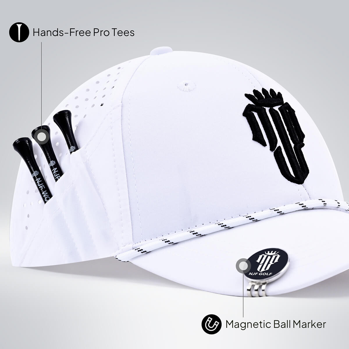 Women’s MultiStyle Flexx Performance Hat – White - NJF Golf™