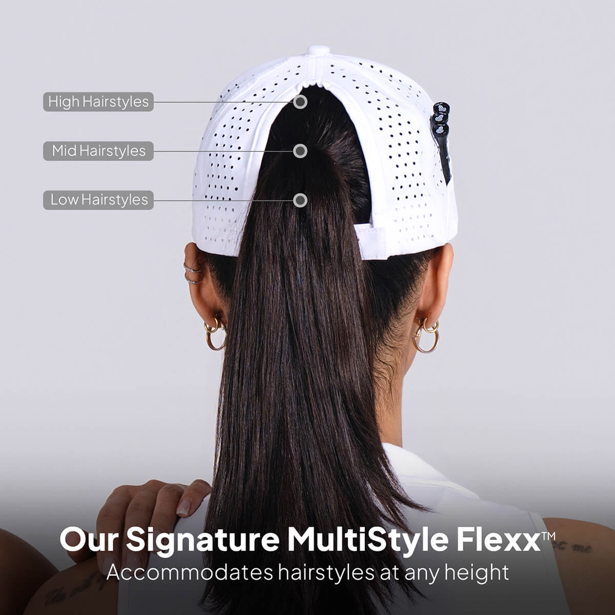 Women’s MultiStyle Flexx Performance Hat – White - NJF Golf™