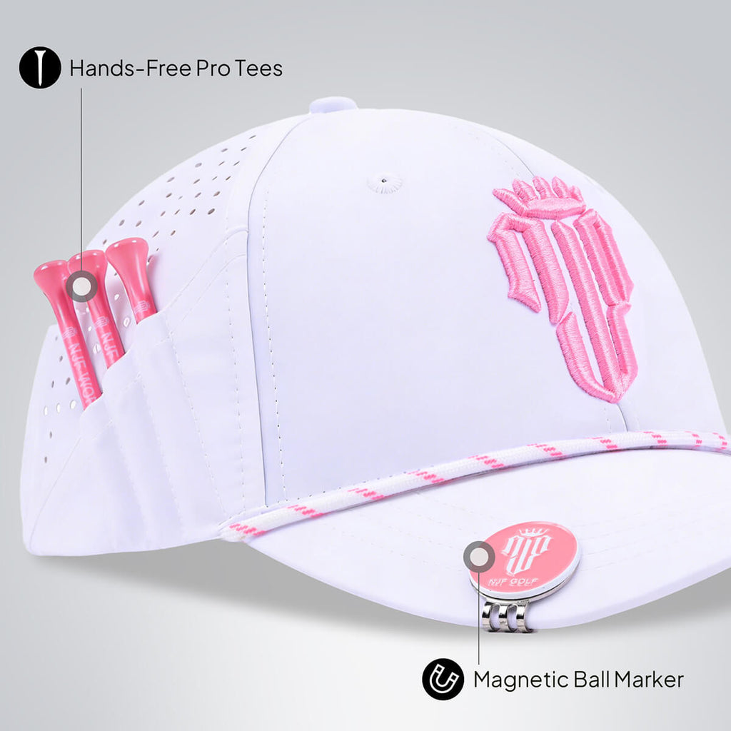 Women’s MultiStyle Flexx Performance Hat – White/Pink - NJF Golf™